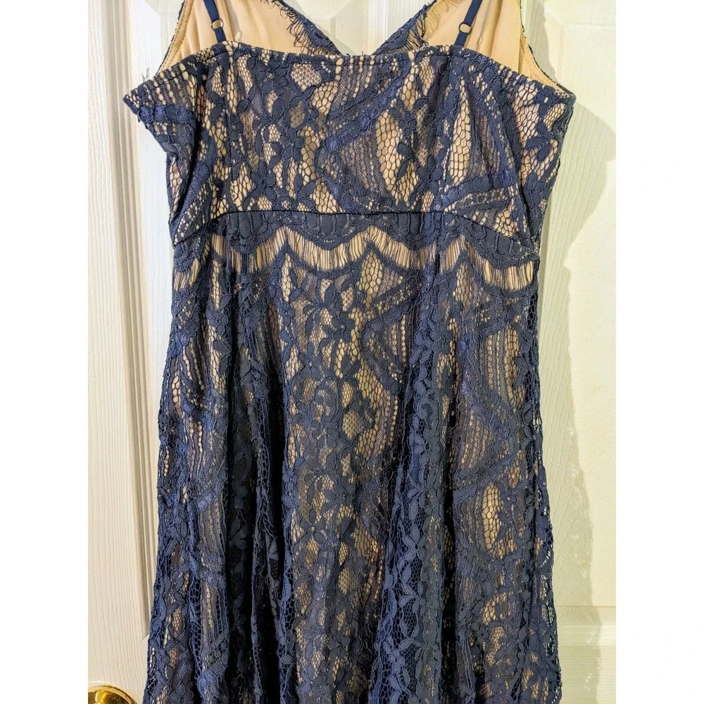 Aqua Bloomingdales Navy Blue Lace Mini Dress Cocktail Party Wedding Guest M‎ NWT